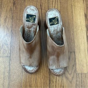 Freebird Trina Chucky Heel Slip-On Sandal Brown Patina Leather